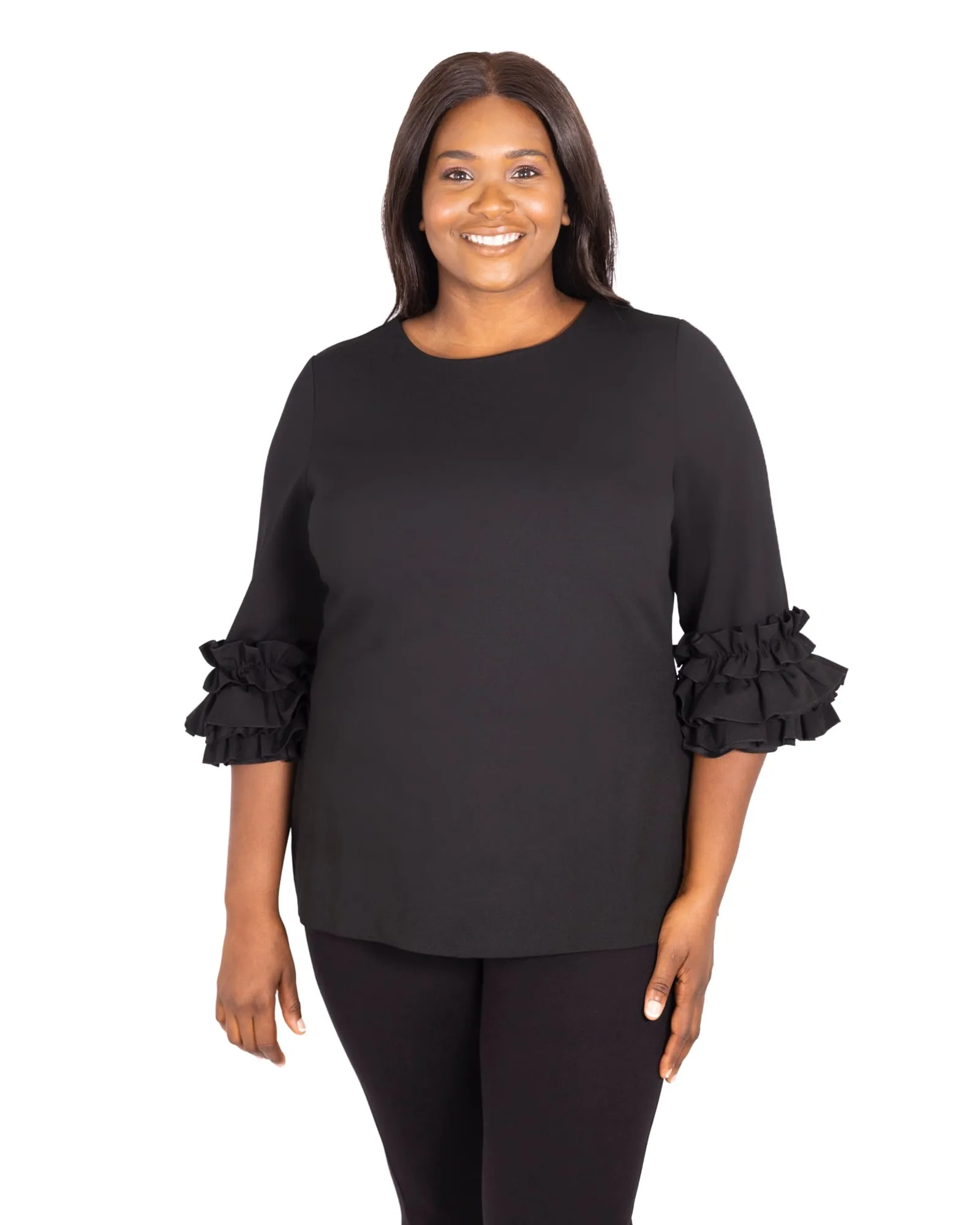 Ruffle Sleeve Top | Black