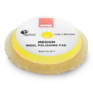 RUPES Bigfoot 80mm / 90mm Wool Medium Yellow Polishing Pad 9.BW100M