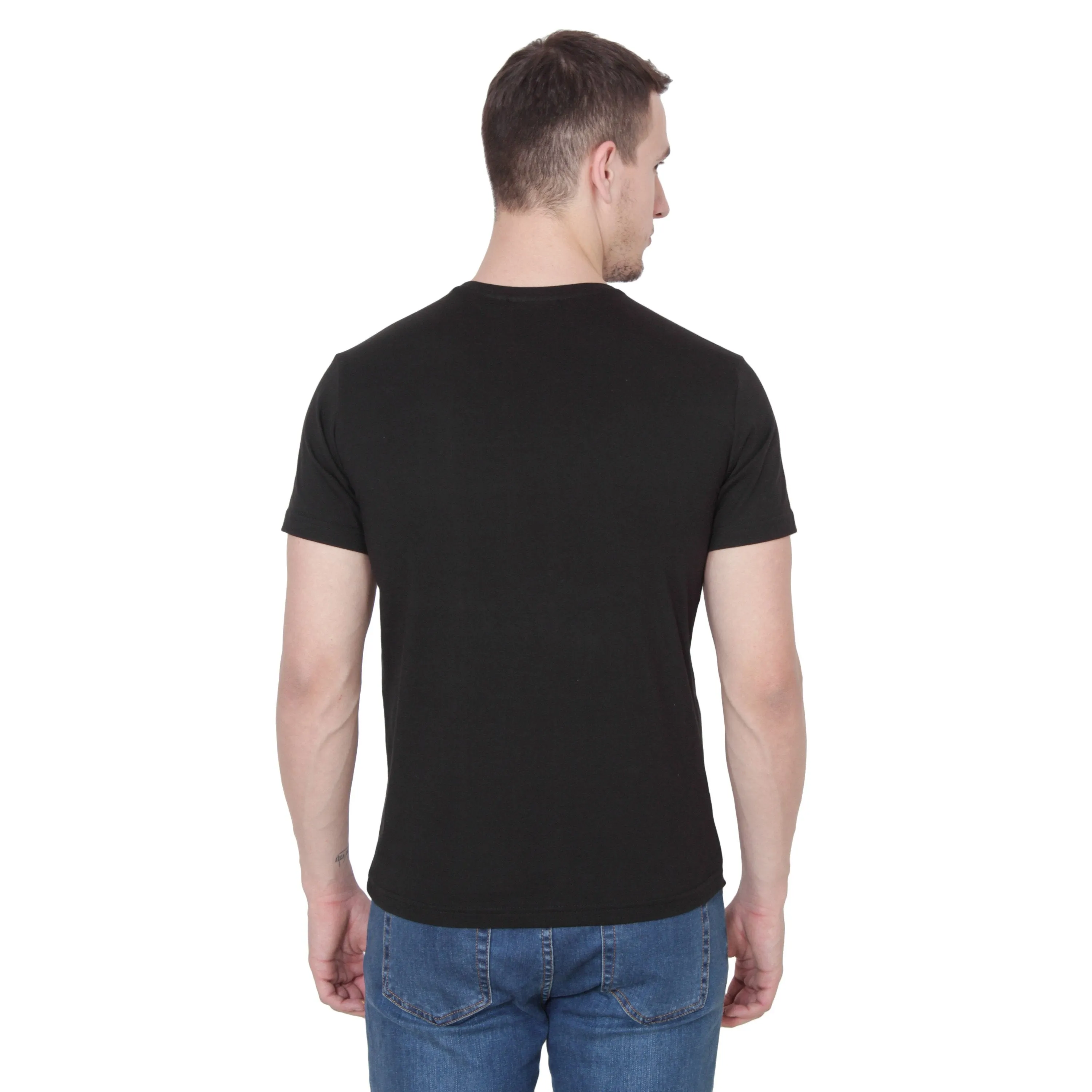 Ruse Men's Designer Solid Plain Black Tee