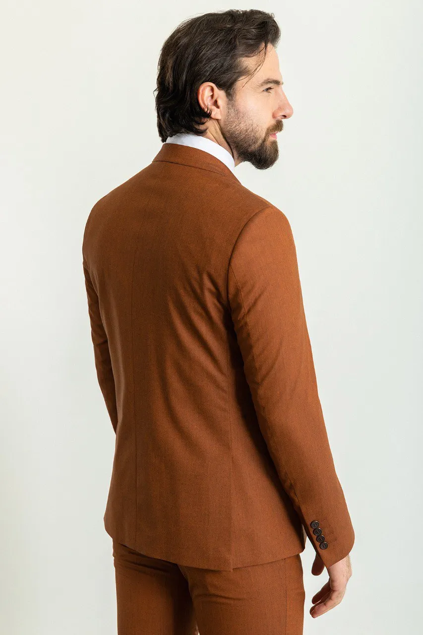 Rust Slim Fit Notch Lapel 3 Piece Suit for Men | GentWith