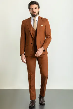 Rust Slim Fit Notch Lapel 3 Piece Suit for Men | GentWith