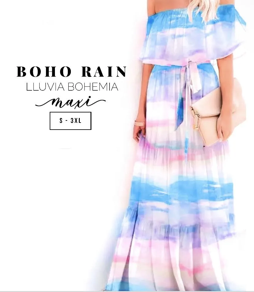 S-3XL Miami (bright) Ombré Maxi - peasant dress   Rain (pastel) Ombré / Boho floral water friendly smooth airy beach baby shower photography
