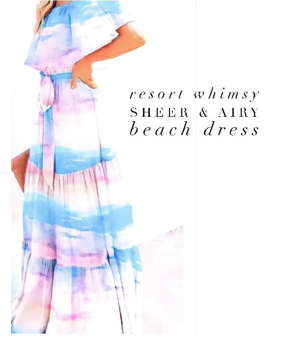 S-3XL Miami (bright) Ombré Maxi - peasant dress   Rain (pastel) Ombré / Boho floral water friendly smooth airy beach baby shower photography
