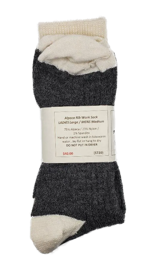 S720 Alpaca Rib Traditional Sock Ladies Large / Mens Medium