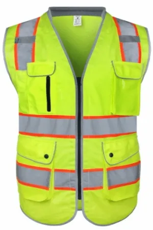 Safety Vest, High Visibility Reflective, 9 Pockets and Padded Neck, for Full Protection
