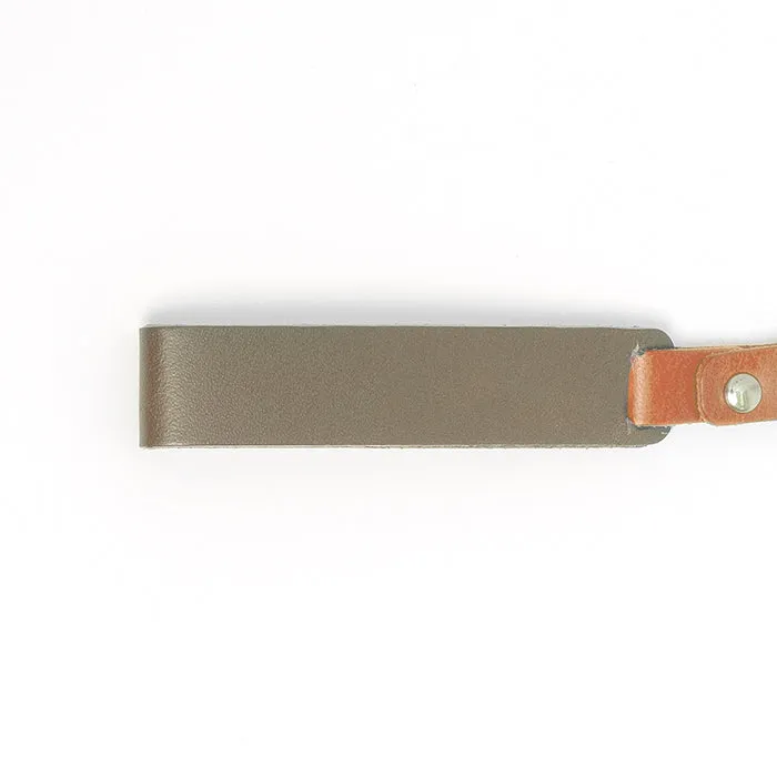 Sage Green & Walnut Brown Leather Keychain