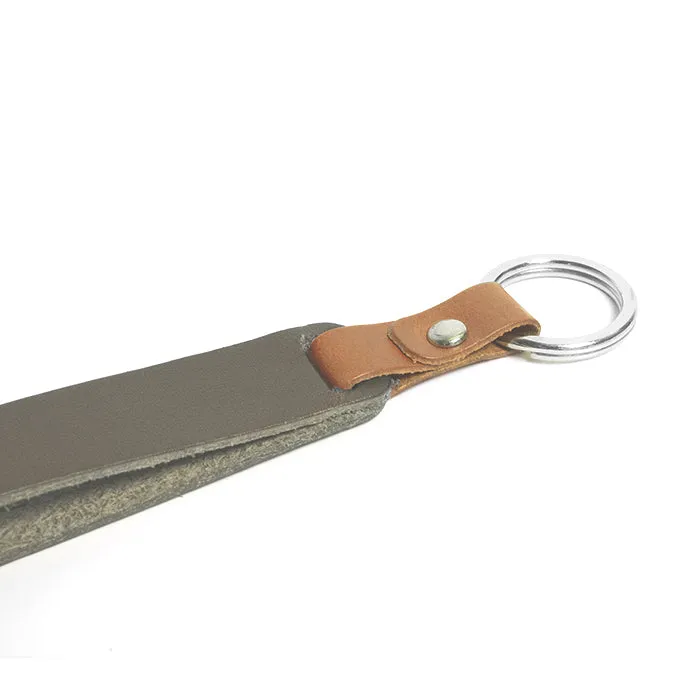 Sage Green & Walnut Brown Leather Keychain
