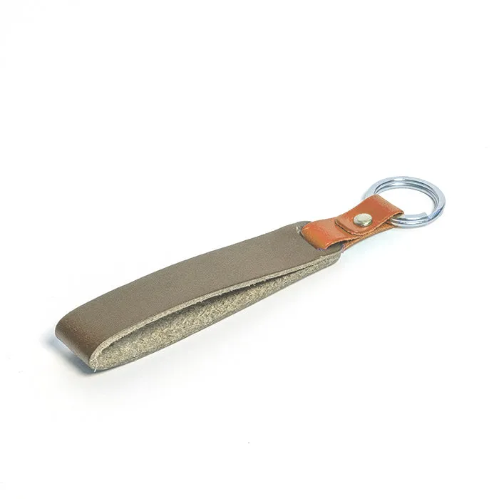 Sage Green & Walnut Brown Leather Keychain
