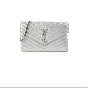 Saint Laurent Cassandre Wallet On Chain (WOC) Silver