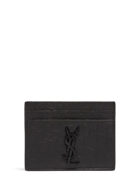 Saint Laurent   Croc embossed leather card holder 