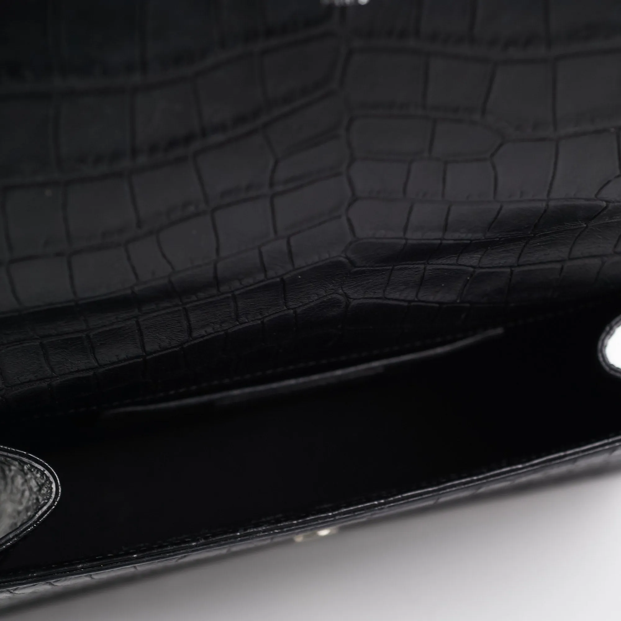 Saint Laurent Medium Black Croc Kate Crossbody Bag