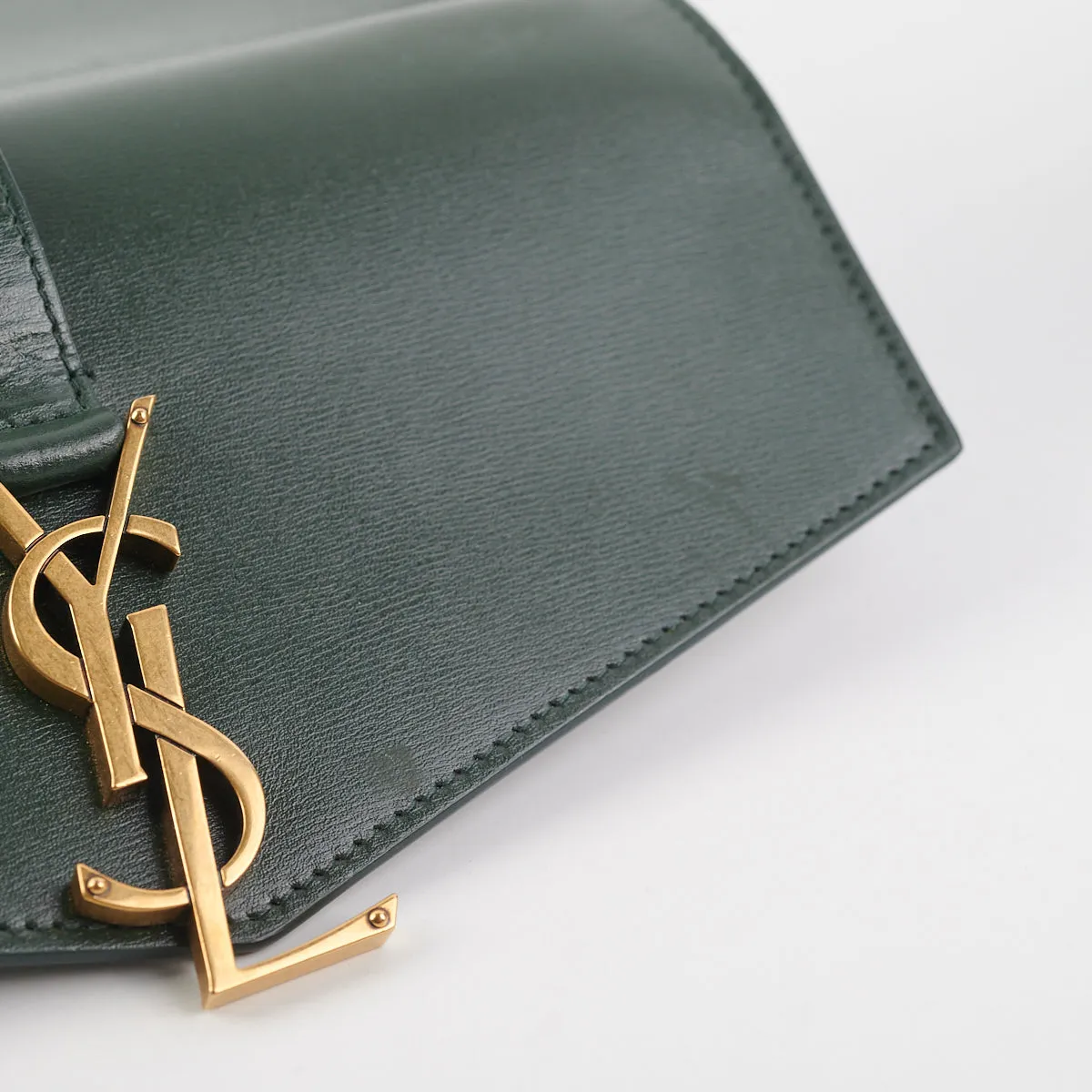 Saint Laurent Medium Sulpice Flap Wallet on Chain Green