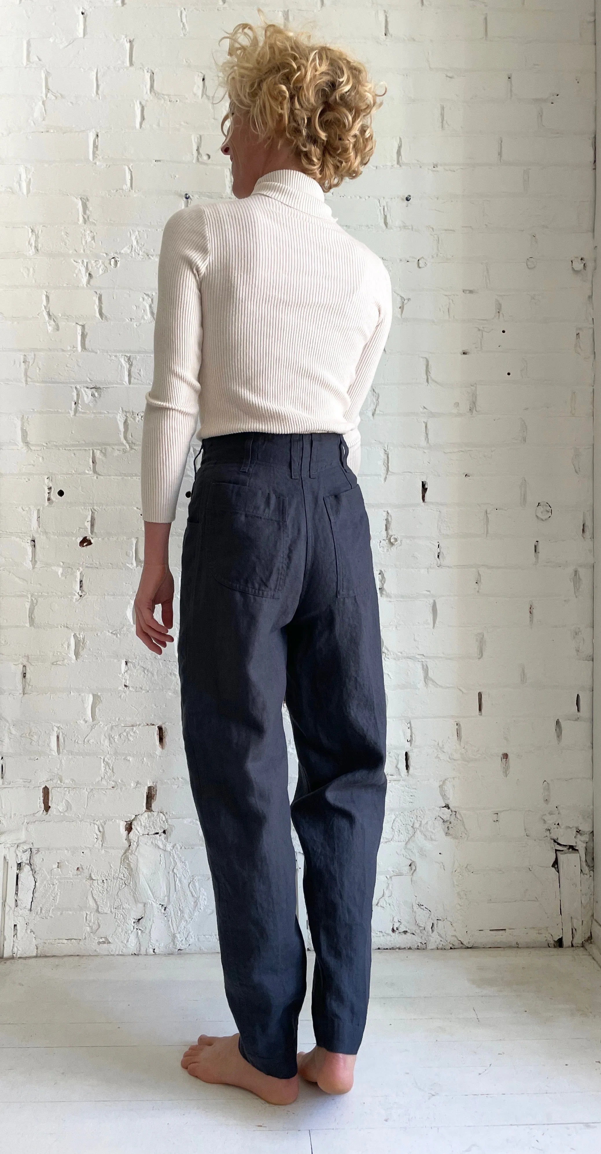 SALE | Annie Linen Pant | Charcoal Blue