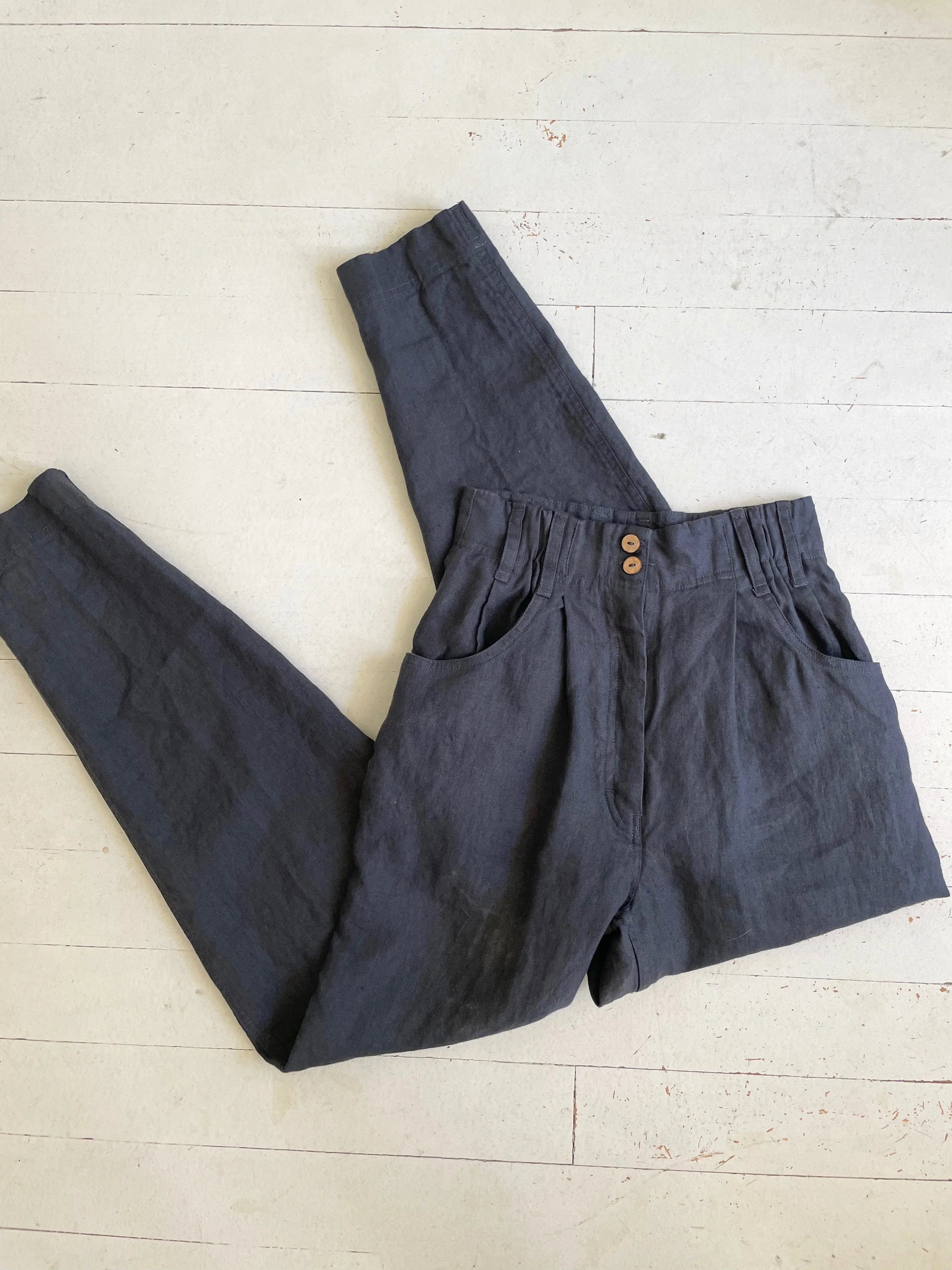 SALE | Annie Linen Pant | Charcoal Blue