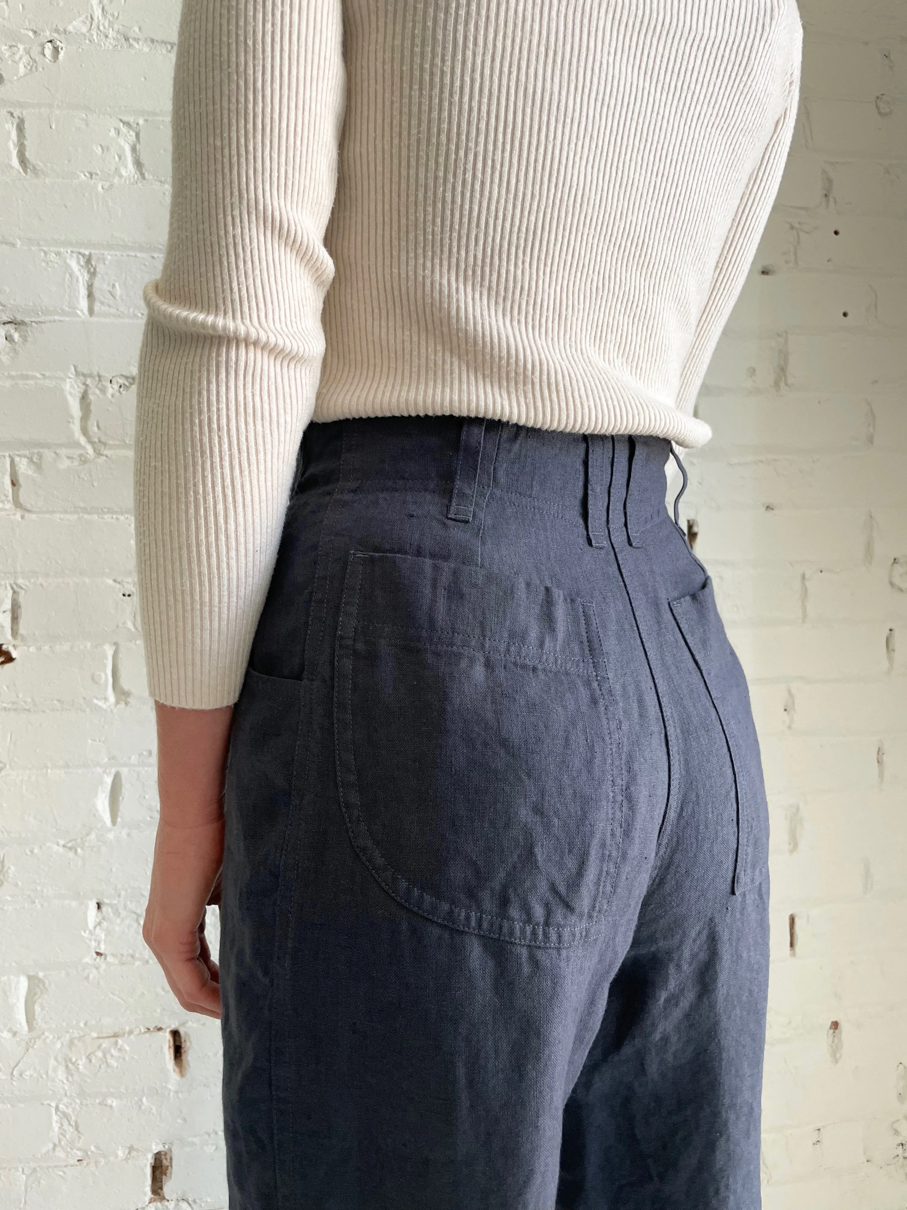 SALE | Annie Linen Pant | Charcoal Blue