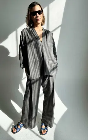SALE! Stripe Pleated Khadi pant