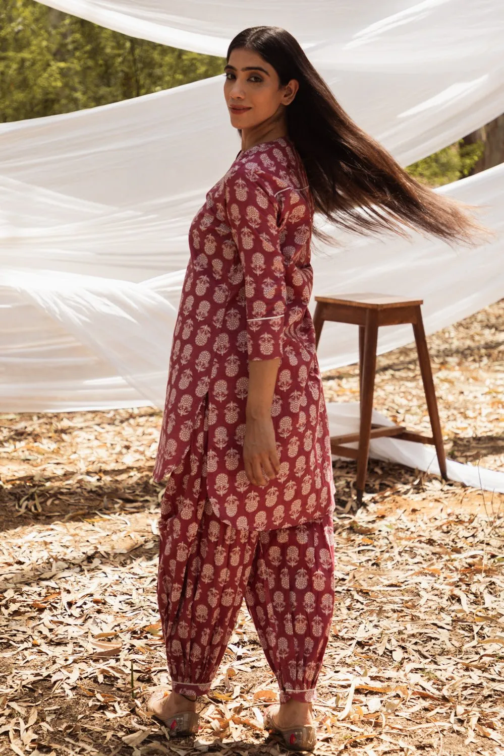Samiya Pink Kurta with Harem Pant - Set of 2