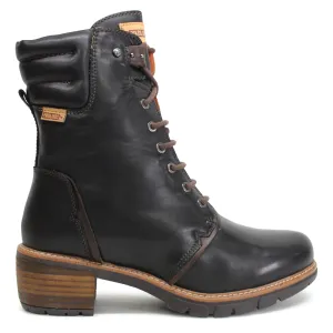 San Sebastia Calfskin Leather Women's Stack Heel Ankle Boots