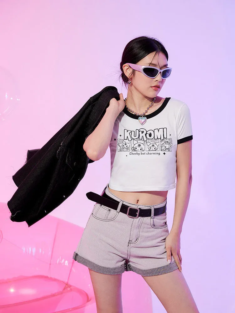 Sanrio Kuromi Women Casual Short Cropped T-Shirt Top
