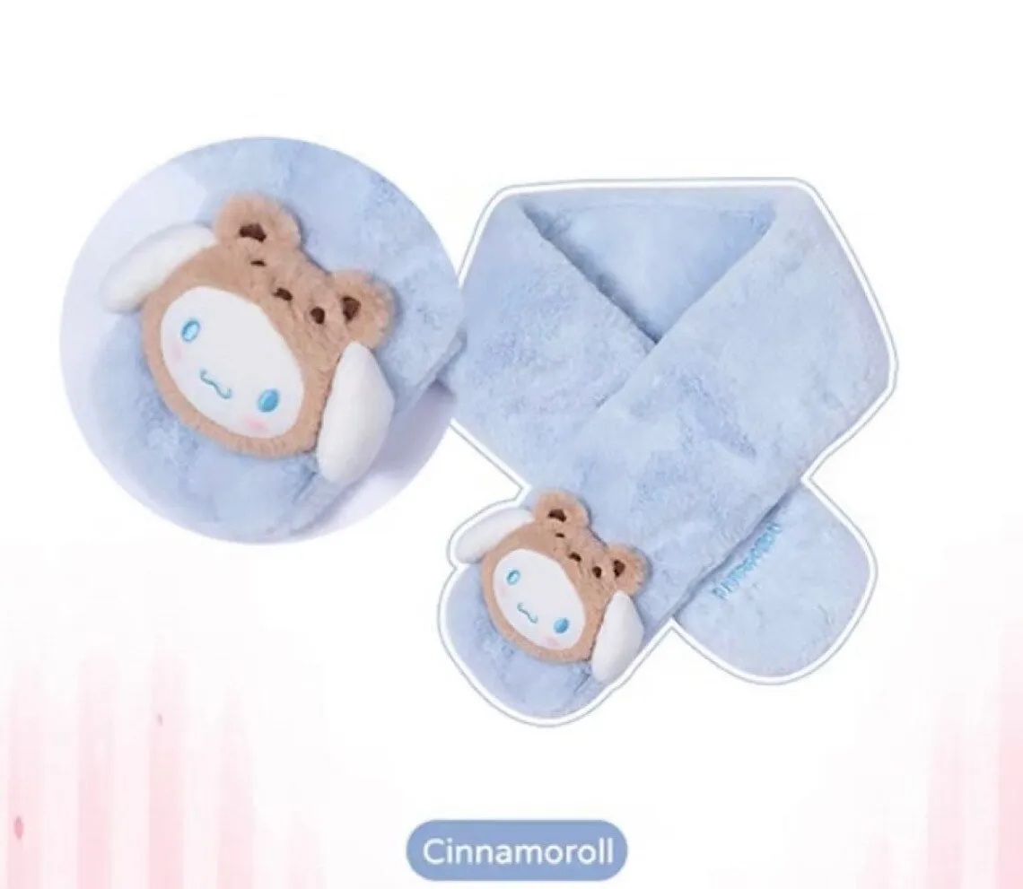 Sanrio My Melody Kuromi Cinnamoroll Animals Fluffy Scarf Winter Accessories