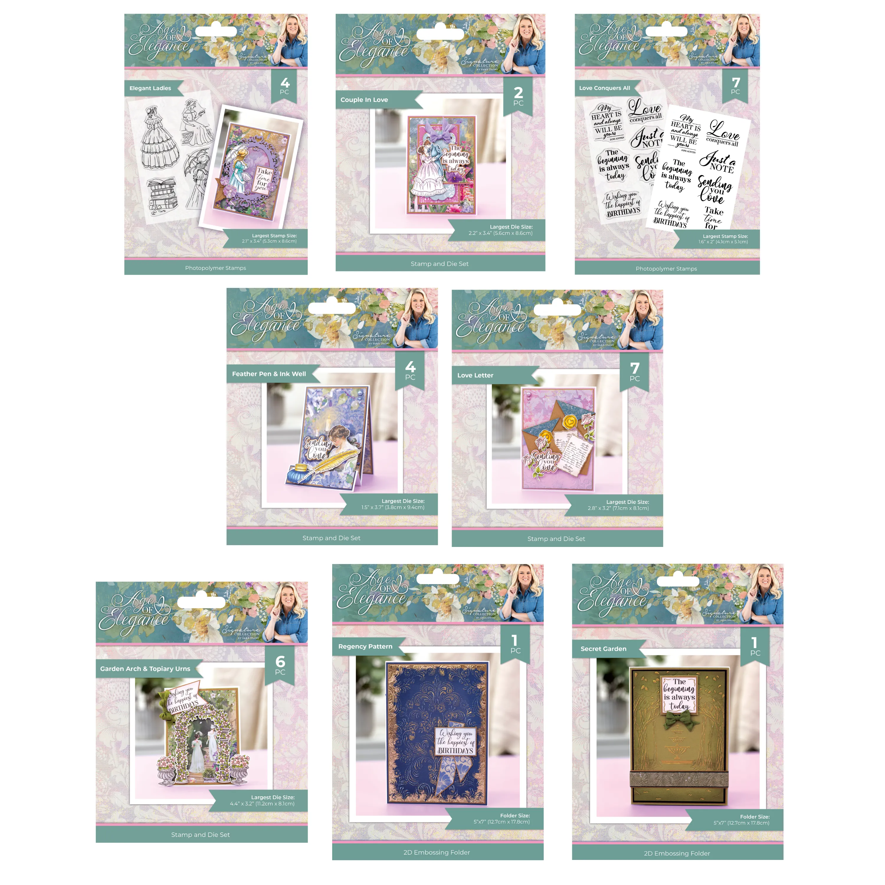 Sara Signature Age Of Elegance Stamps & Embossing Folder Collection