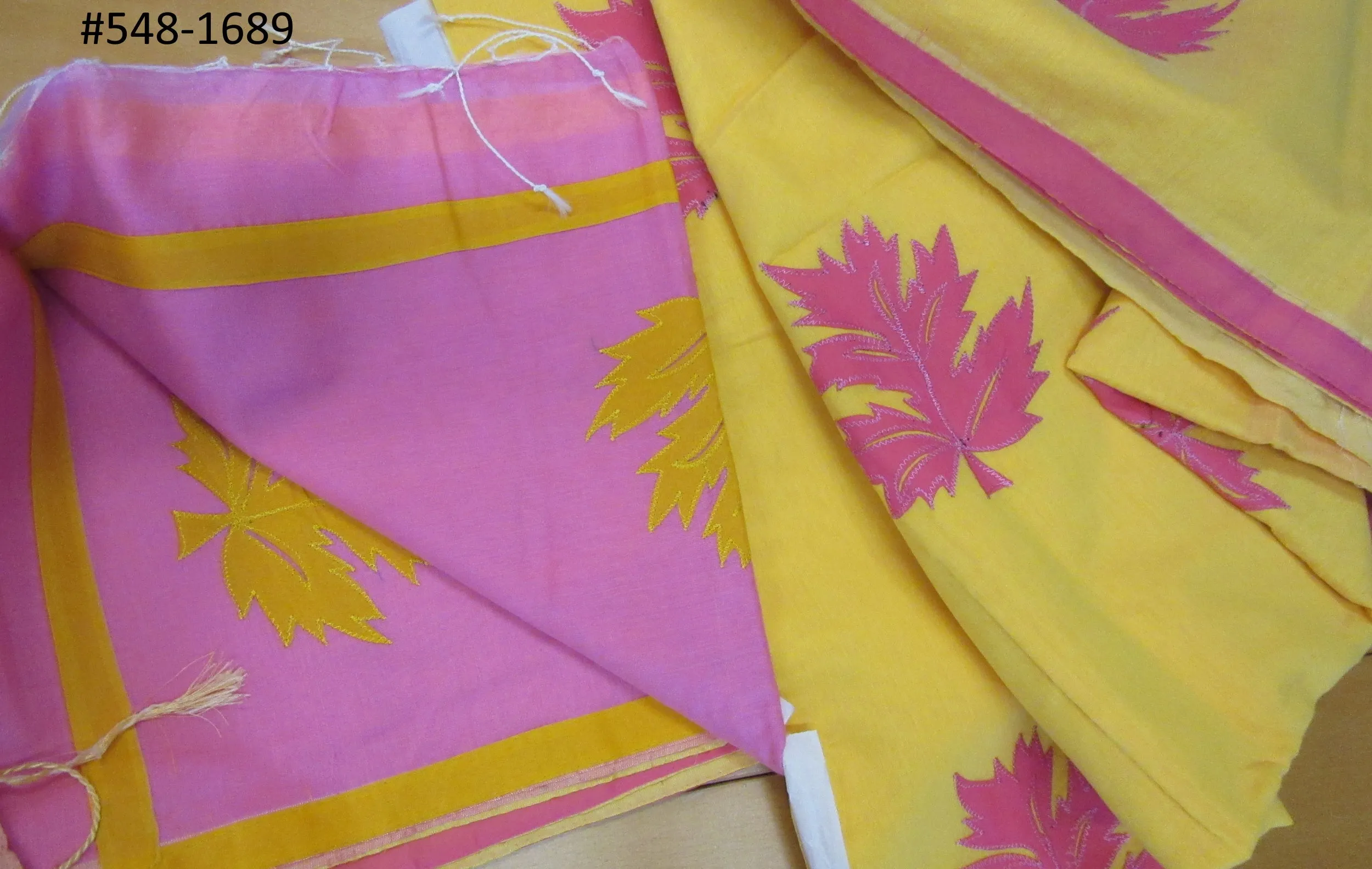 Saree 5481689 Yellow Pink Cotton Saree