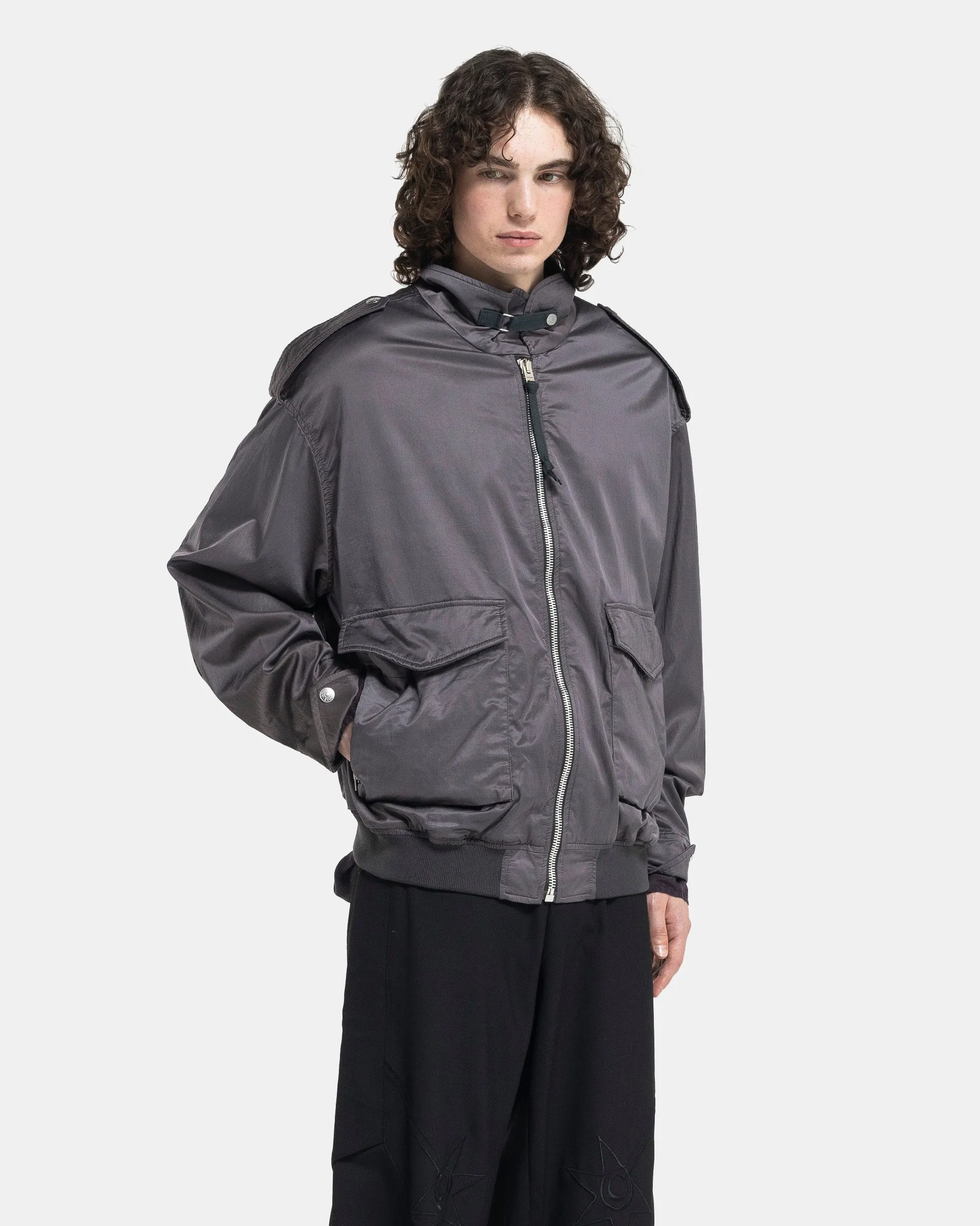 Satin Jacket in Mid Grey