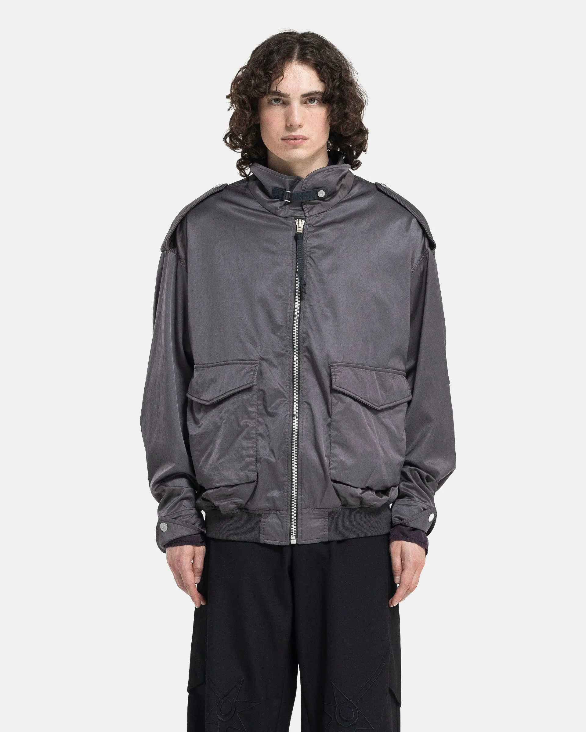 Satin Jacket in Mid Grey