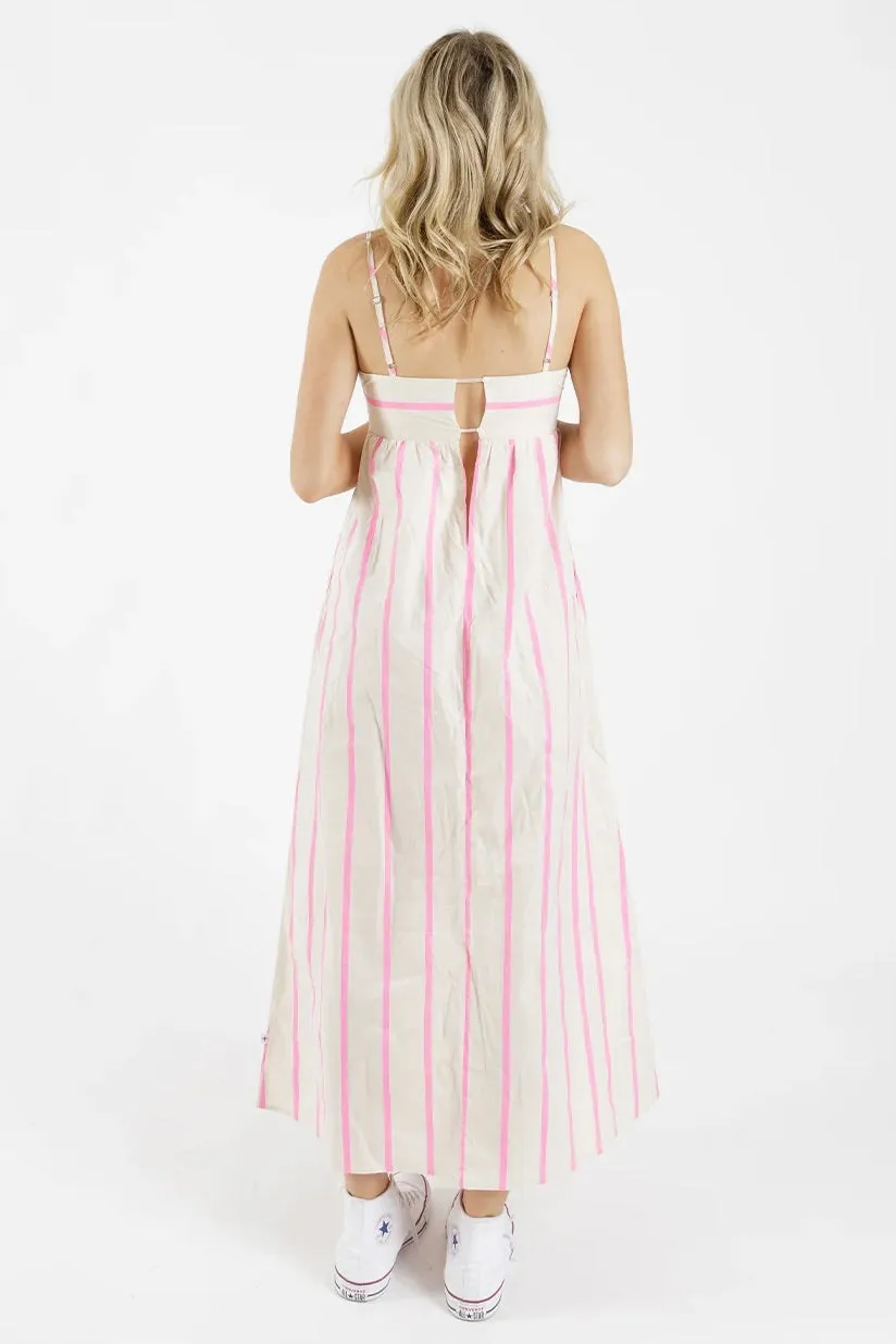 Saturday Pink Stripe Strappy Maxi Dress