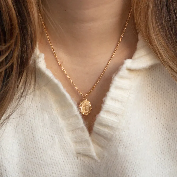 Scalloped Cross Necklace