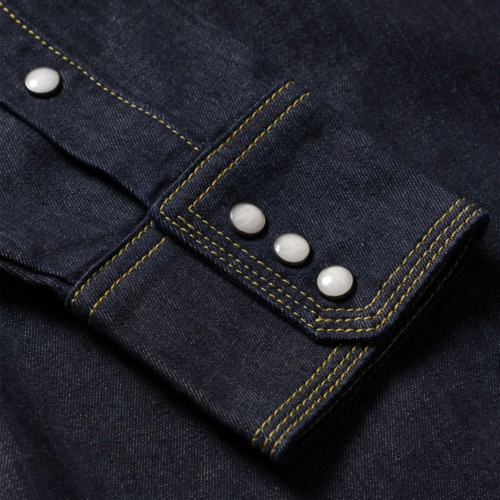 Schaefer Classic Western Denim Snap Shirt-Dark Indigo