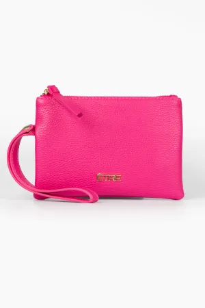 Scout Wristlet Purse - Fuchsia, Pebbled Faux Leather
