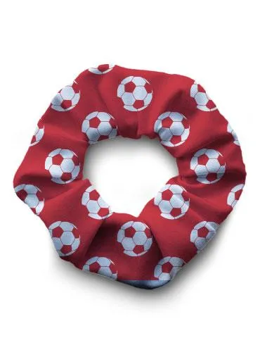 Scrunchie - Soccer Red Set of 6