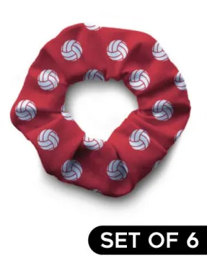 Scrunchie - Volleyball Red Set of 6