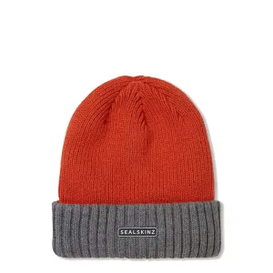 Sealskinz Bacton WP CW Roll Cuff Beanie Hat Orange / Grey