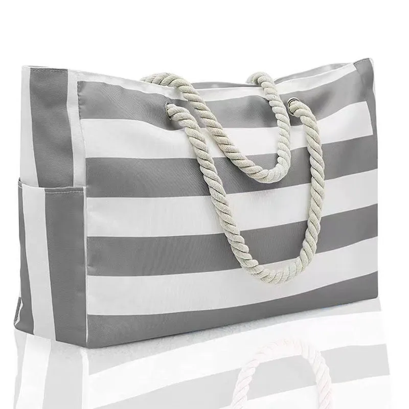 Seaside Chic: Striped Beach Tote Storage Bag