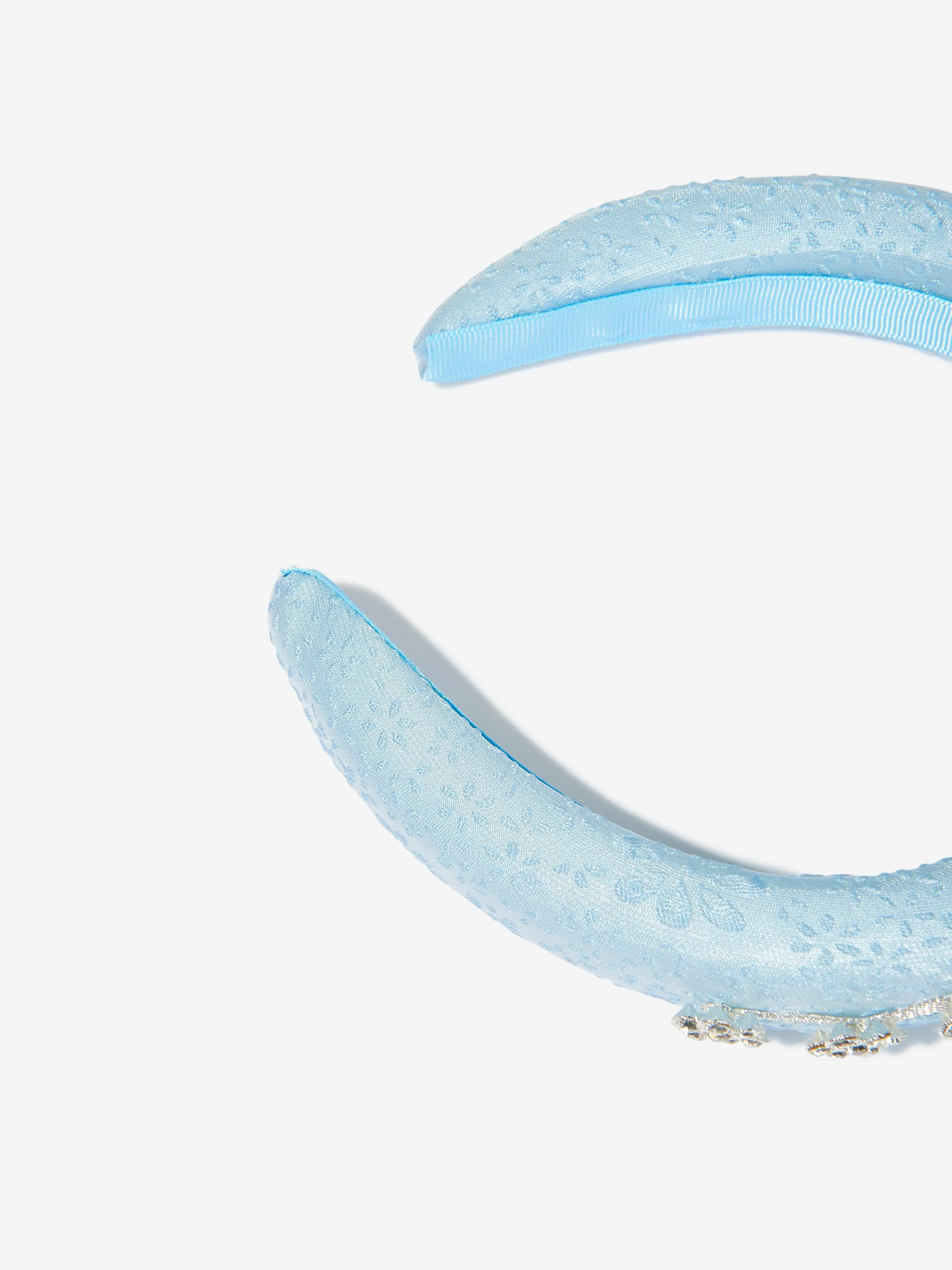Self Portrait Girls Cotton Diamante Headband in Blue