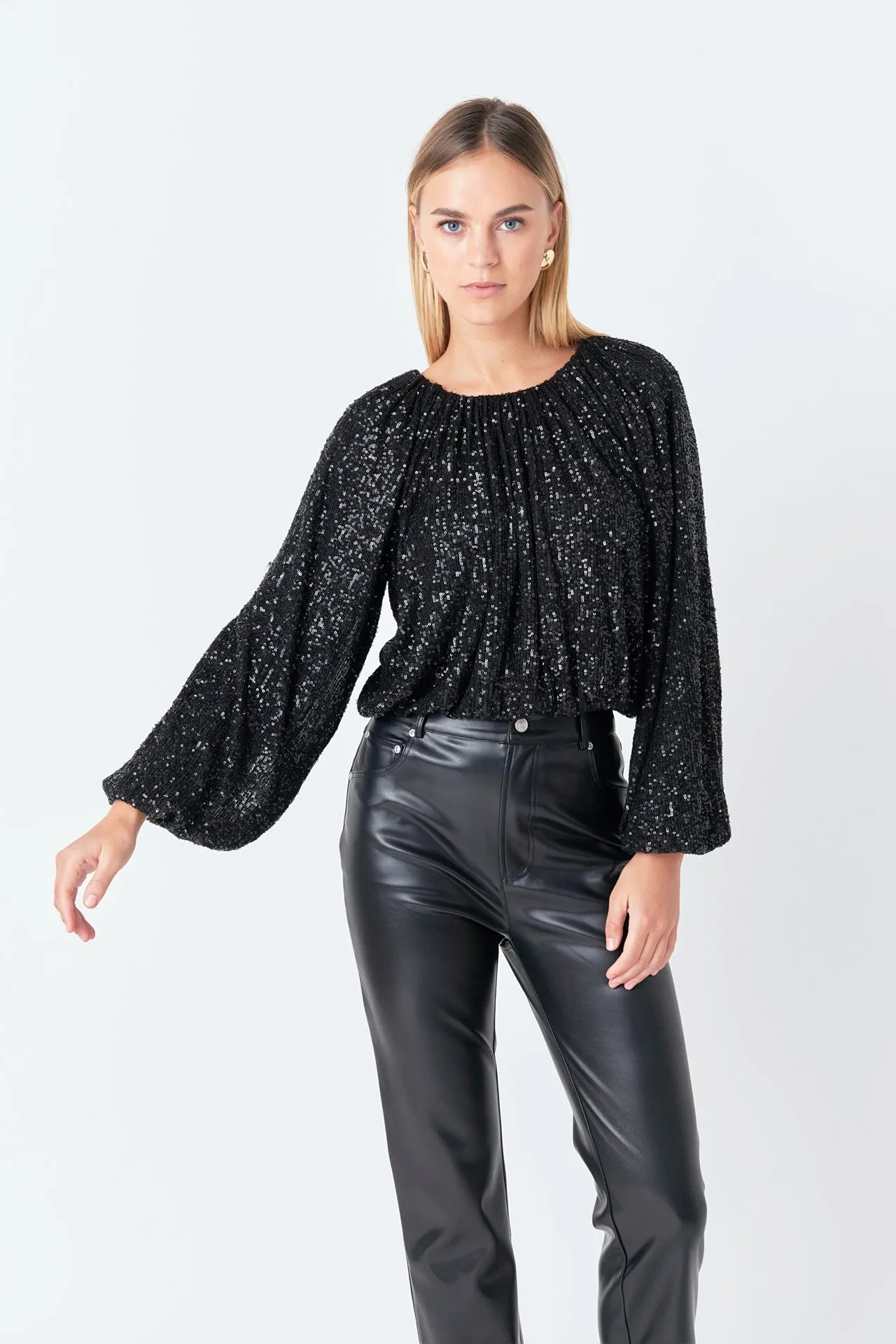 Sequins Blouson Top