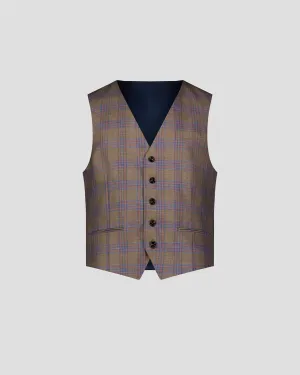 SG Single Breasted Vest - Khaki   Orange Plaid