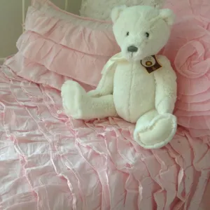 Shabby Chic Ruffle Cot Quilt & Cushion Cover  Set in Pink