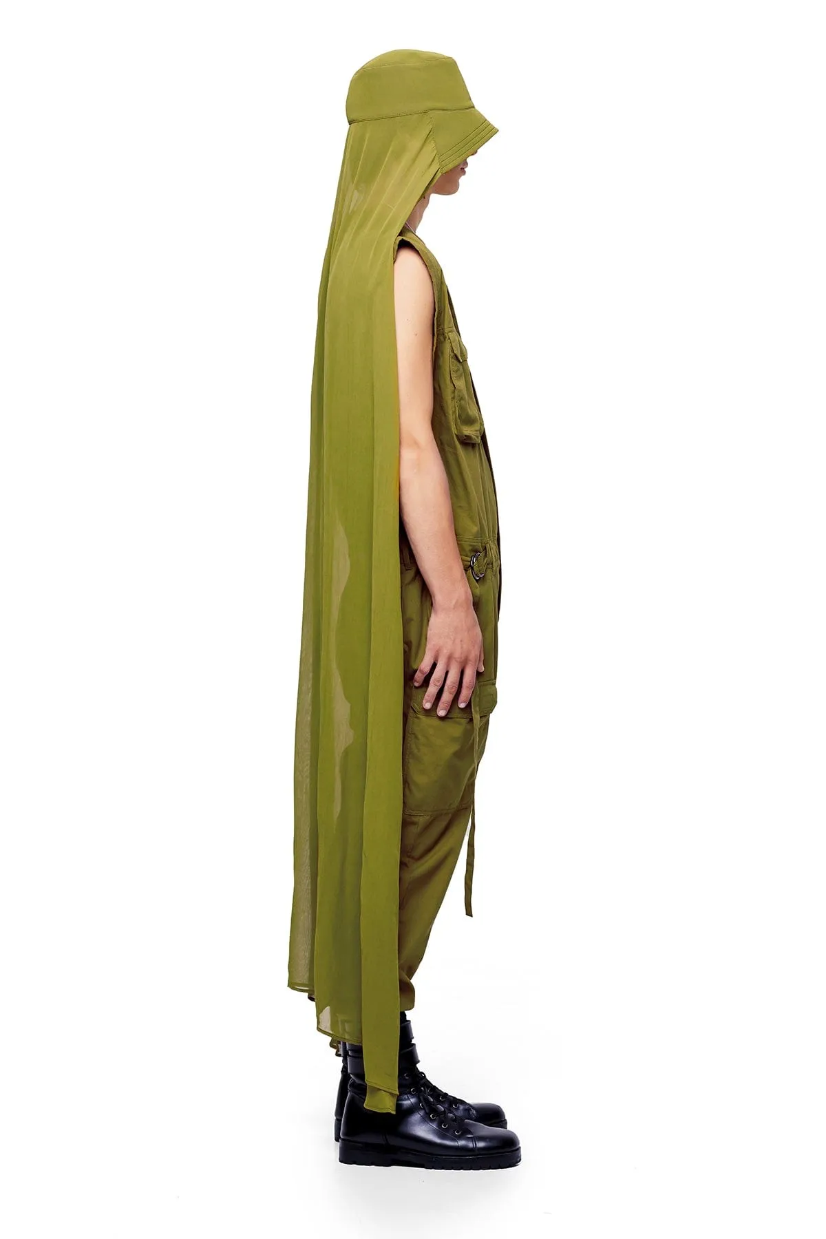 SHEER CAPE HAT IN OLIVE