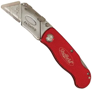 Sheffield 12614 Utility Knife, 2-1/2 in L Blade, Stainless Steel Blade, Straight Handle, Red Handle :EA: QUANTITY: 1