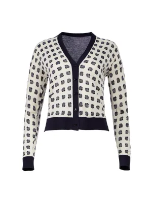 Shell Cropped V-Neck Cardigan in Smooth Stone