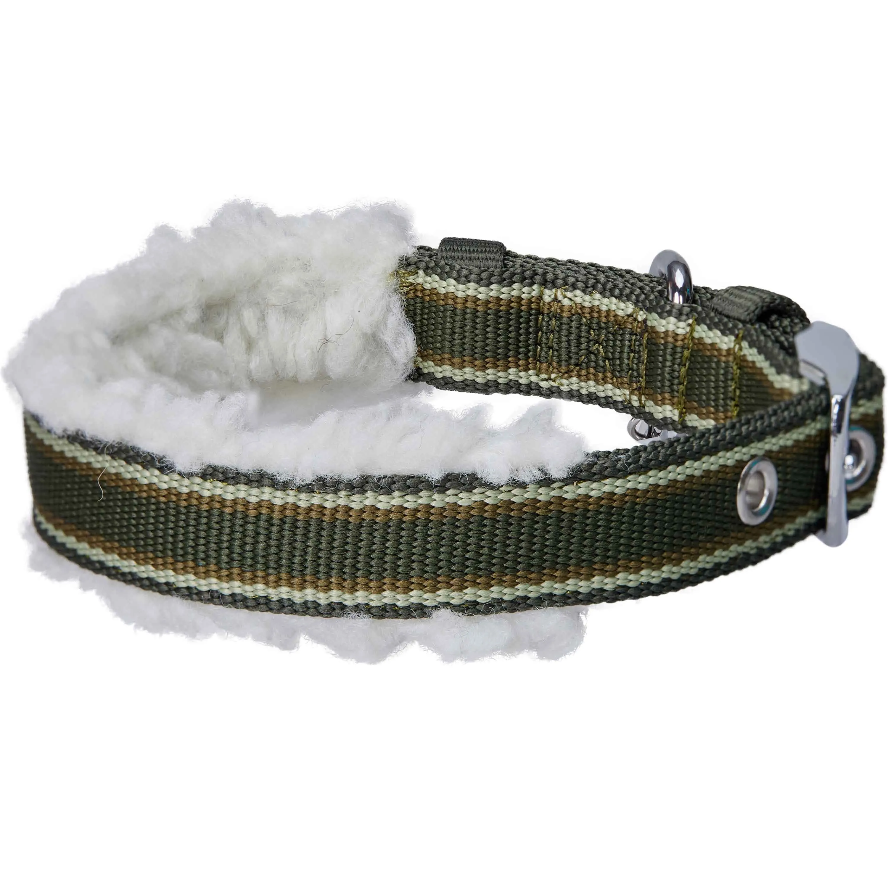 Sherpa Fleece Padded Dog Collar in Multi-color Stripes