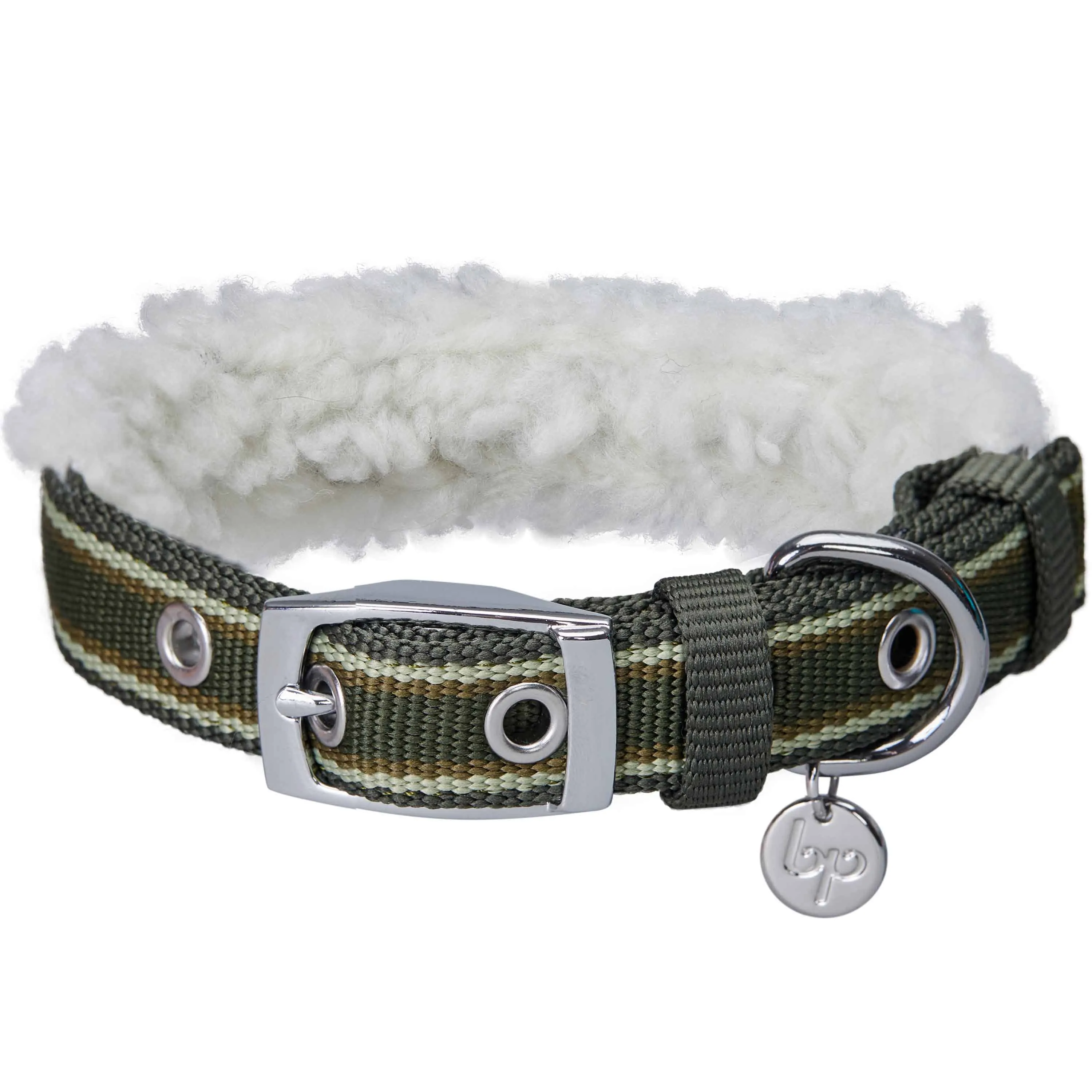 Sherpa Fleece Padded Dog Collar in Multi-color Stripes