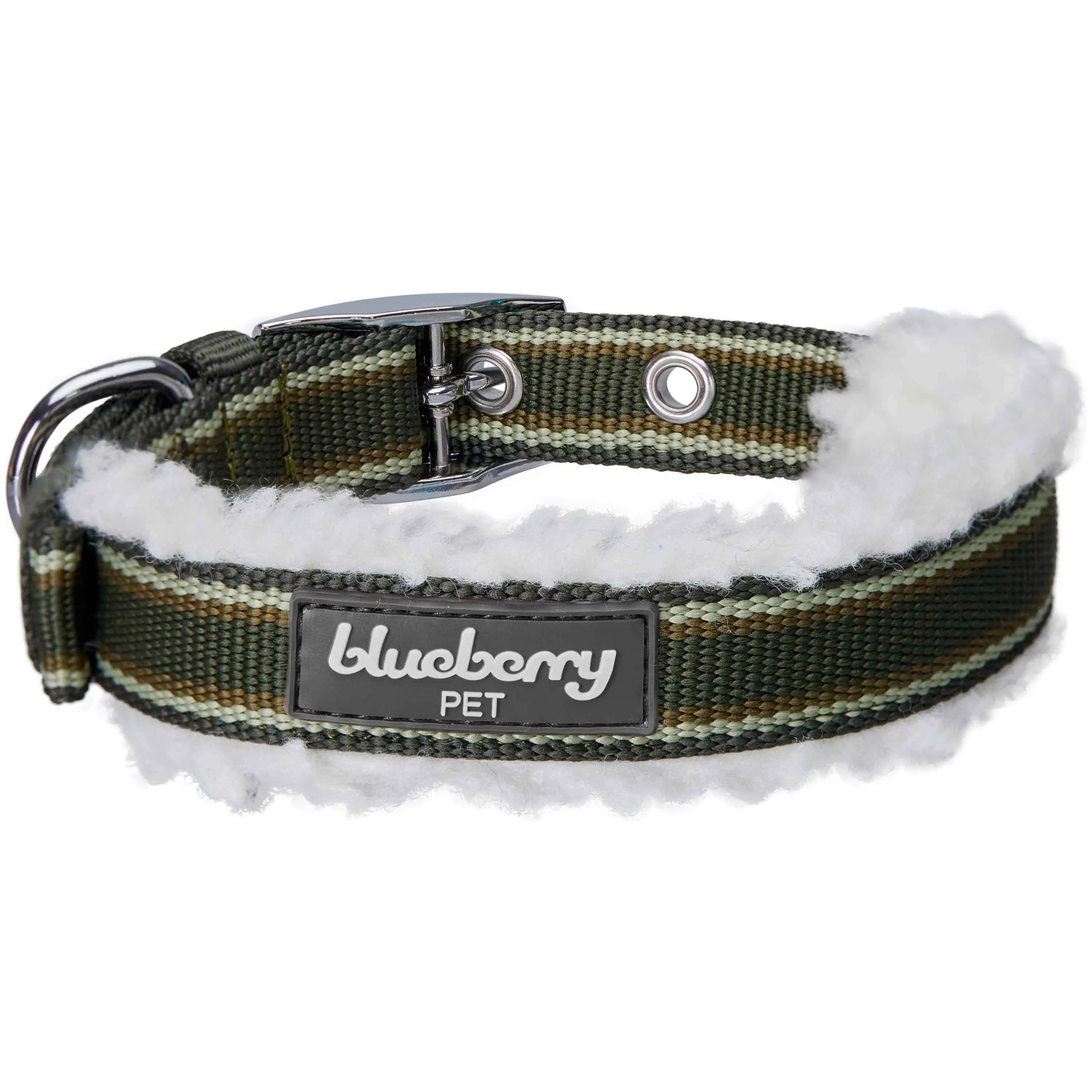 Sherpa Fleece Padded Dog Collar in Multi-color Stripes