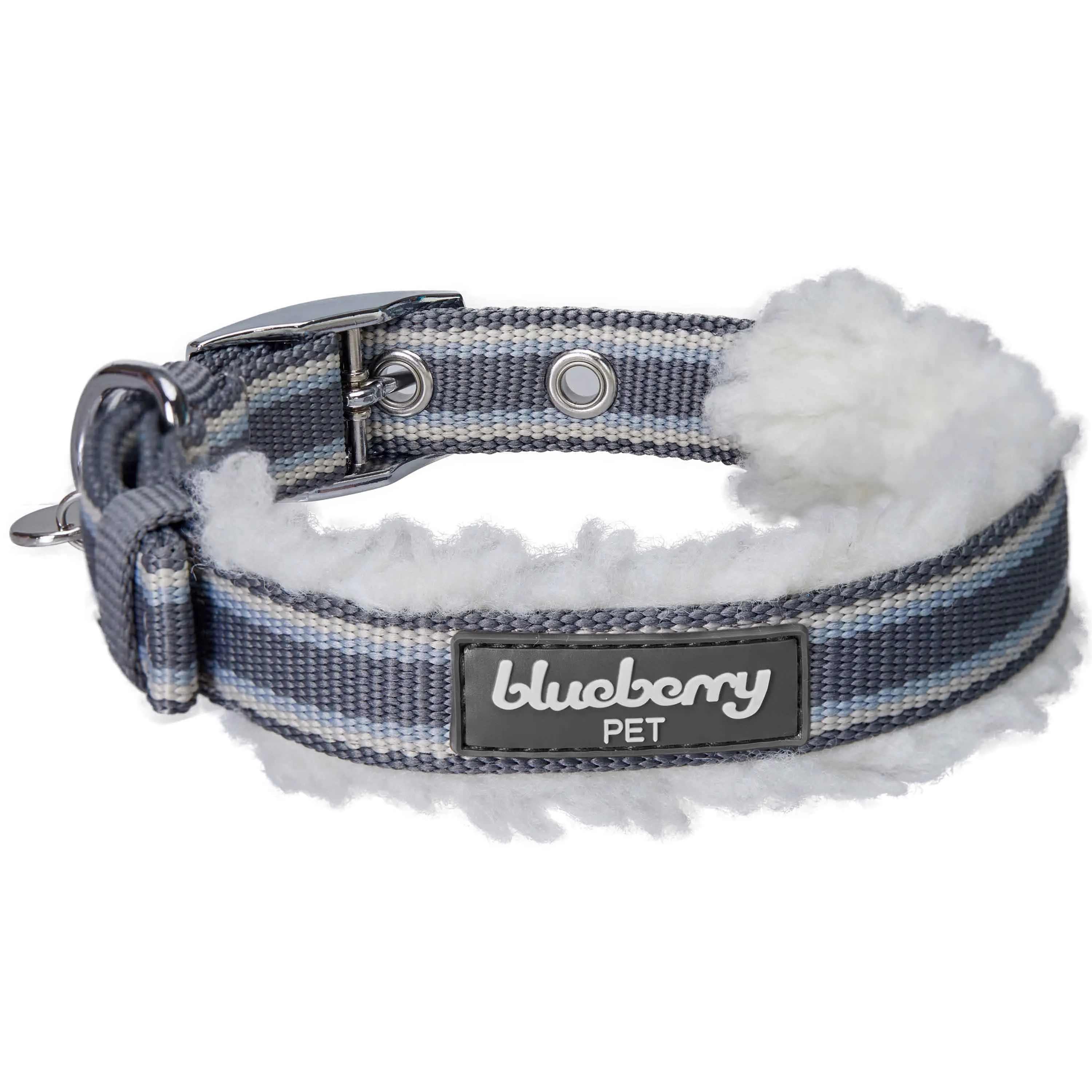 Sherpa Fleece Padded Dog Collar in Multi-color Stripes