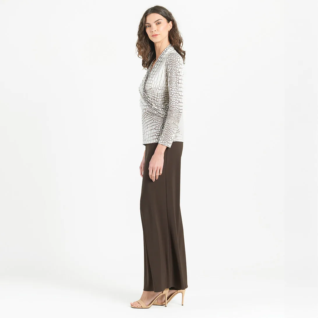 Shimmer Textile - V-Neck Draped Pleat Top - Croc Scale - Limited Sizes - SM, LRG, XL