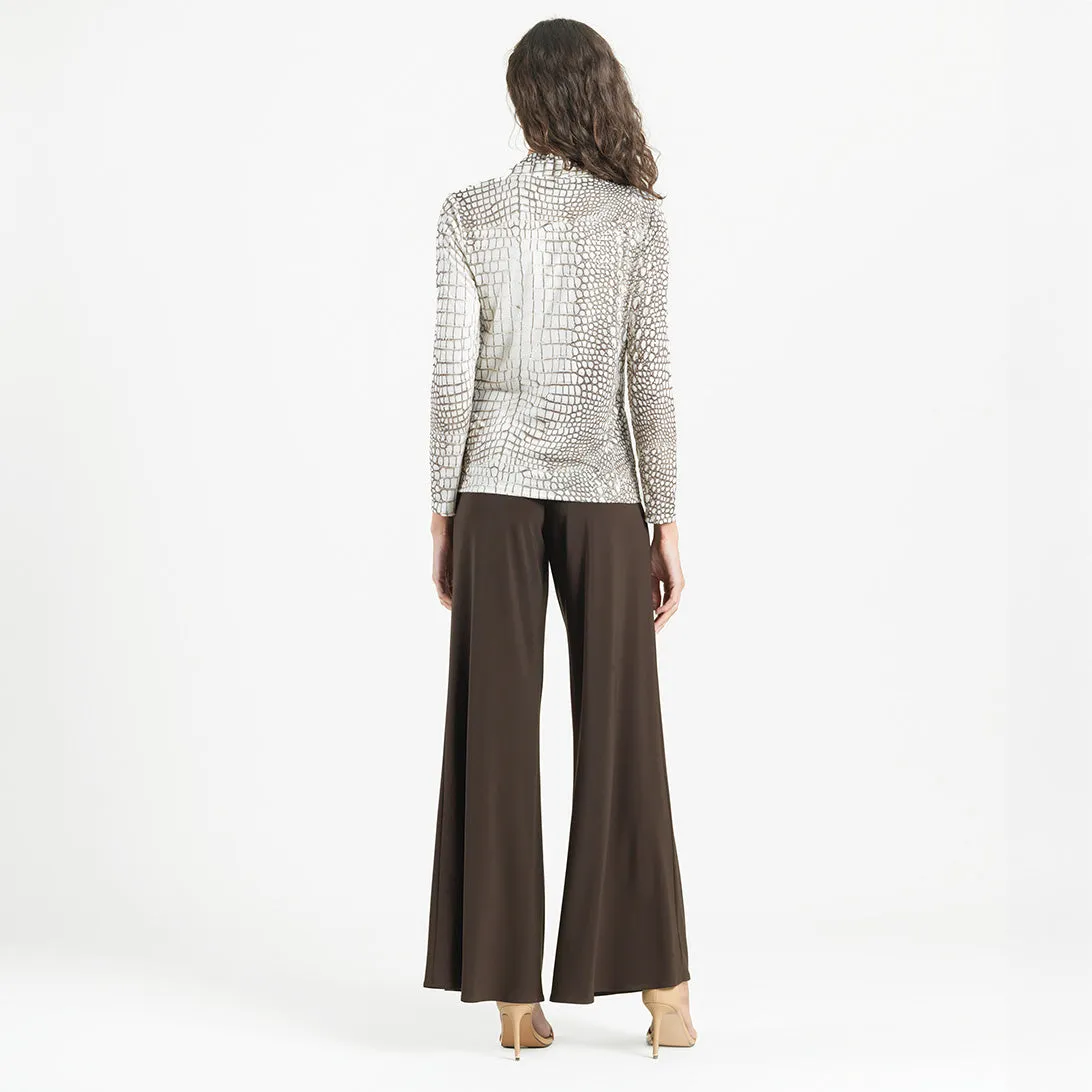 Shimmer Textile - V-Neck Draped Pleat Top - Croc Scale - Limited Sizes - SM, LRG, XL