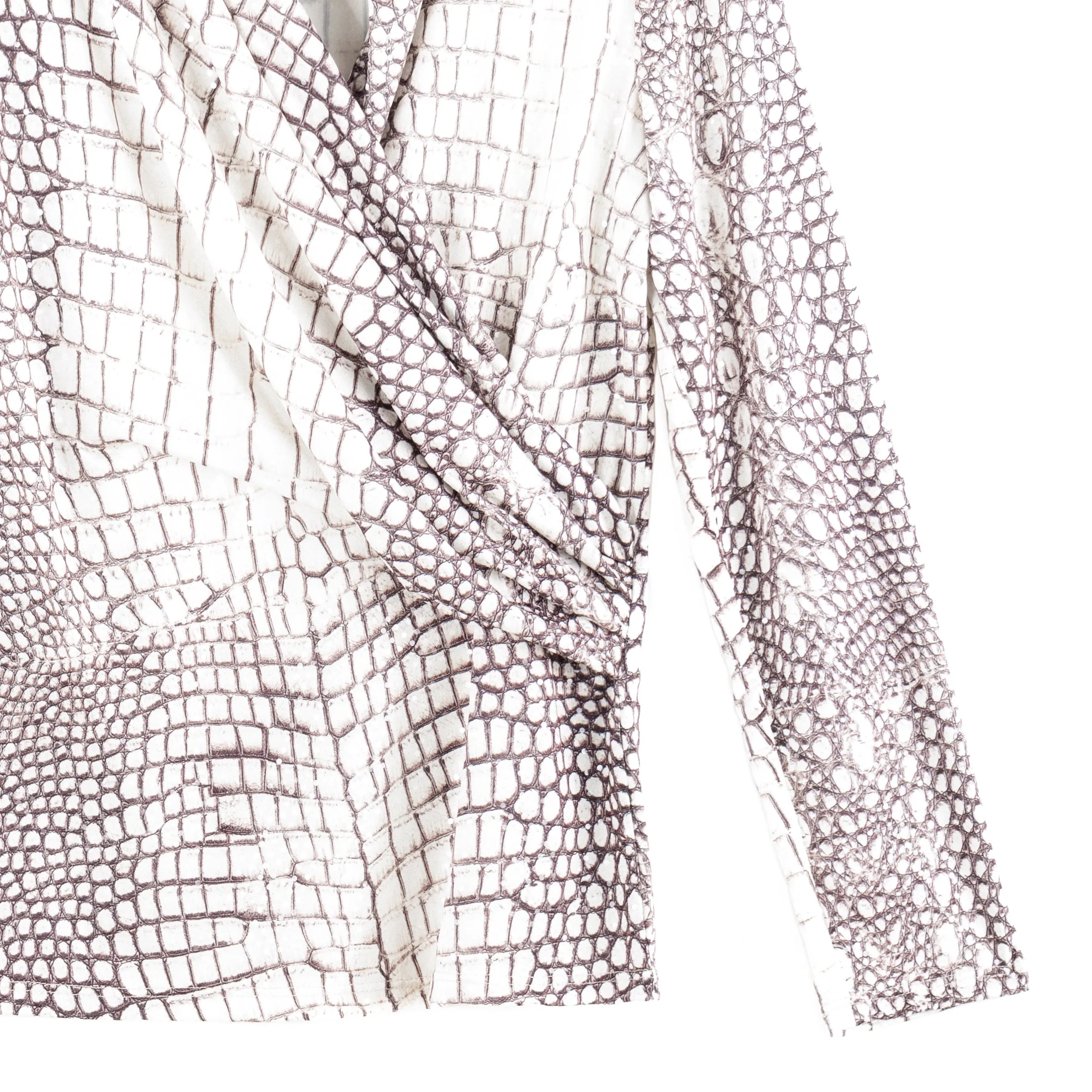 Shimmer Textile - V-Neck Draped Pleat Top - Croc Scale - Limited Sizes - SM, LRG, XL